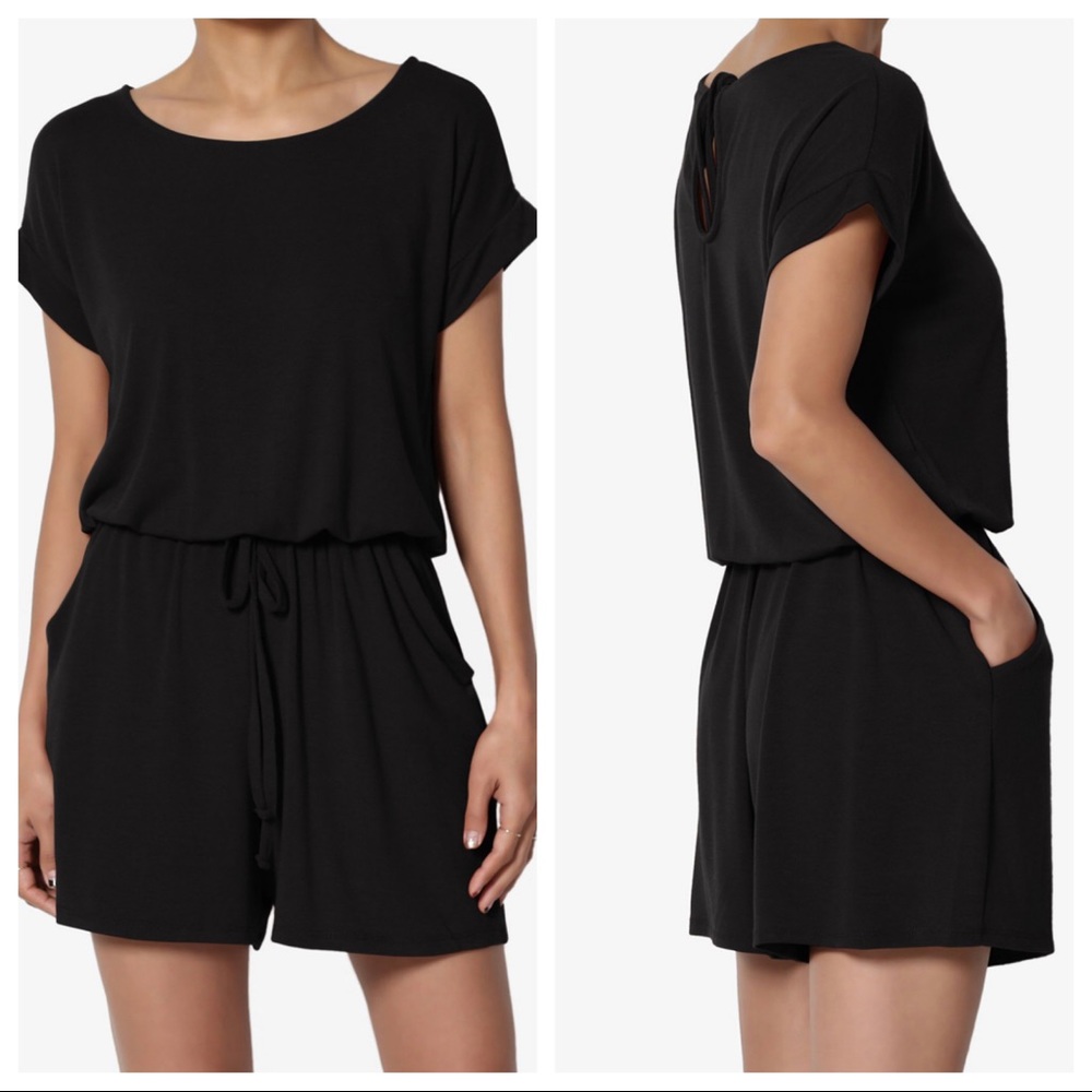 #03 Black soft chic romper jumpsuit - Picture 5 of 7